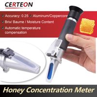 ATC-92H Appareil Portable Précis pour Test Alimentaire Compensation Température Sucre Brix Miel Humidité Réfractomètre