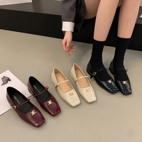 A1001-3 Chaussures Mary Jane rétro françaises grande taille 35-45 légères antidérapantes à talon bas à bout carré à enfiler pour l'été