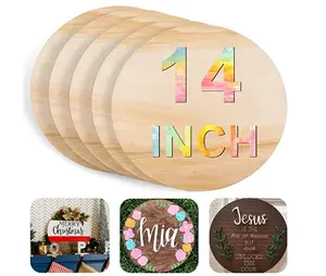 custom 5Pcs 14 Inch Wood Circles for Crafts Unfinished Blank Wooden Plaque Round Wood Discs