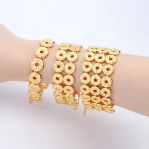 JXX Großhandels preis europäischen Stil runden Kreis Design Modeschmuck Armbänder Armreifen 24k plattiert für Frauen und Männer Schmuck