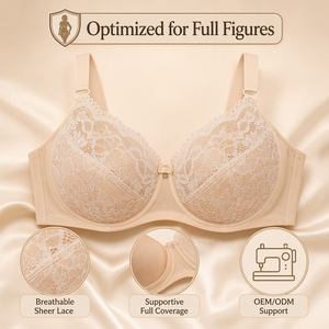 Sujetador de malla transpirable para mujer, copa de encaje de cobertura completa, ajuste regulable - Product Image 3