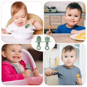 Juego de 2 Cucharas y Tenedores de Silicona para Bebés y Niños Pequeños, Libres de BPA - Product Image 2