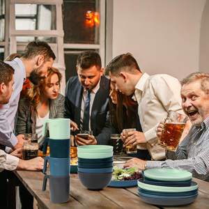 Soudelor, juego de vajilla ligera de plástico irrompible, vajilla de camping de 24 piezas para 6 personas, platos reutilizables, cuencos, tazas - Product Image 5