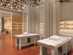 Comptoir de présentation multifonctionnel de haute qualité en acier personnalisé pour salon de manucure avec éclairage LED et étagère murale - Product Image 2