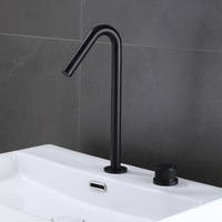 Robinet de lavabo haut en laiton chromé HONGDEC, à poser sur le comptoir, avec poignée séparée, col de cygne, pour salle de bain
