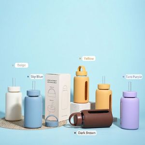 卸売滑り止め600mlシリコンスリーブガラスボトル二重蓋ポータブルモダンデザイン再利用可能大容量オフィス用 - Product Image 4