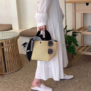 Bolsos de <span class=keywords><strong>Moda</strong></span> <span class=keywords><strong>2023</strong></span>, Estilo Casual, de Diseñadores de Marca, Bolsos de Paja y Ratán al por Mayor, con Cierre y Bordado, para Mujer, Portátiles - Product Image 4