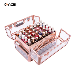 For New Arrival Geometric Durable Aluminum Manicure Working Station Cover Closure for Salon Makeup Studio Rolling <strong>Nail</strong> <strong>Case</strong> - Product Image 2