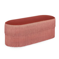Tabouret à chaussures en daim de luxe avec bout de lit jaune pouf Vietnam longue brosse lingot gland frange banc moelleux pour Hall
