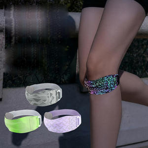 Sangle rotulienne réfléchissante avec coussinet en silicone, support de genou réglable en nylon épais pour la course nocturne, certifié CE - Product Image 1