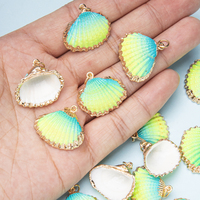 Pendentif Coquillage Naturel Plaqué Or, Coquille d'Abalone, Coquille Saint-Jacques Colorée, pour Bijoux DIY, Bracelet, Carillon Éolien pour Femmes et Hommes