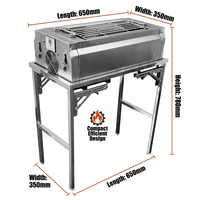 Barbecue au charbon de bois en acier inoxydable avec ventilateur à air alimenté par batterie intégré, pliable, portable, pour le camping en plein air