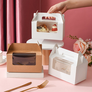 OMT High Quality Custom Brown Kraft Paper Cardboard Boite Gateau Mariage Cup Cake Pop Packaging Gable Boxes With Handle In Bulk