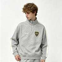 Sweat-shirt demi-zip délavé à l'acide style vintage avec badge Crestline – Fourniture en gros B2B, design de vêtements de sport personnalisable