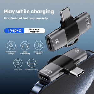 Adaptateur OTG 2-en-1 double USB Type C avec <span class=keywords><strong>prise</strong></span> audio AUX et chargeur DC 30W en alliage d'aluminium pour téléphone portable <span class=keywords><strong>iPhone</strong></span> Pro et ordinateur portable - Product Image 2