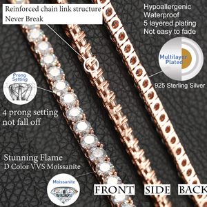 GRA Certificado VVS1 Lab Grown Moissanite Diamond Classic Tennis Chain 925 Sterling Silver Mossanite Tennis <span class=keywords><strong>Necklace</strong></span> - Product Image 5
