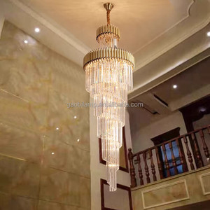 Design moderno porta d'ingresso oro nero di lusso soggiorno <span class=keywords><strong>lampadari</strong></span> di cristallo soffitto alto luce a sospensione per la <span class=keywords><strong>sala</strong></span> dell'hotel - Product Image 2
