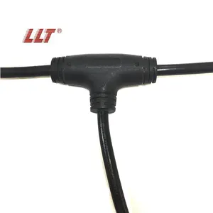 LLT 2 3 4 pin 3 way T type cable splitter waterproof wire molded electrical connector