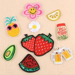 Patch de vêtements Dernier Ordinateur Broderie Dessins En Gros Pas Cher Personnalisé BRICOLAGE Broderie Patch avec des fruits