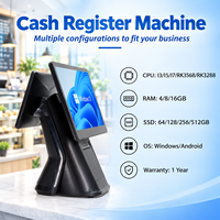 Sistem POS Layar Sentuh 15,6 Inci Grosir, All in One, Terminal Point of Sale Layar Ganda, Perangkat Keras POS Windows untuk Toko Retail