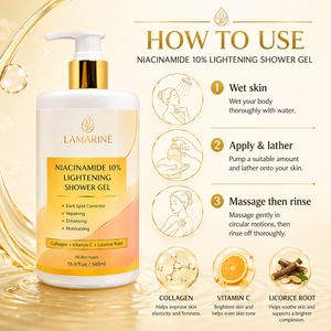 OEM ขายส่ง LAMARINE เจลอาบน้ำวิตามินซีธรรมชา<span class=keywords><strong>ต</strong></span>ิ 100% ออ<span class=keywords><strong>ร์</strong></span>แกนิค ช่วยลดจุดด่างดำ ผิวขาวกระจ่างใส - Product Image 5