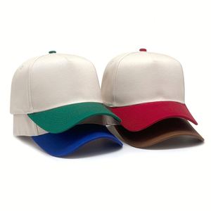Casquettes de baseball unisexes entièrement personnalisées en gros, 5 panneaux, brodées, en tissu de coton, taille ajustable, bicolores, pour le sport - Product Image 1