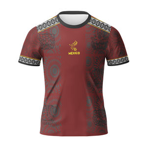 Maillot de football personnalisé Mexique, broderie et impression par transfert thermique, haute qualité, manches courtes, design noir et or, pour joueurs d'équipe - Product Image 4