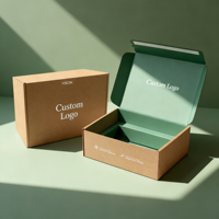 Boîtes plates pliables en carton ondulé écologique et recyclable avec logo personnalisé, emballage d'expédition, boîte postale avec bande de déchirement et gaufrage