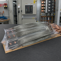 Bande de mise à la terre flexible en cuivre étamé tressé, type plat, avec 4 trous de raccordement pour panneaux électriques, marque CHHP