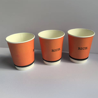 Tasse à café et thé orange LOGO personnalisable de 8oz tasse jetable à emporter tasses à café en papier à double paroi avec couvercle
