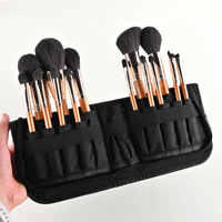 Ensemble de 17 pinceaux de maquillage professionnels en fibres synthétiques, logo personnalisé, manches en bois, pinceaux pour les yeux, le fond de teint et les lèvres