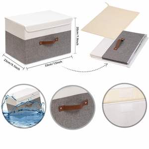 Hot Selling Simple Cotton Linen Splicing Foldable <b>Storage</b> <b>Box</b> Classic Rectangle Household Clothing Washable Easy Use 15L - Product Image 4