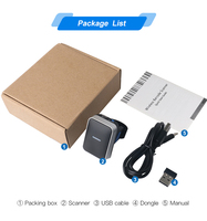 Mini escáner de código de barras de anillo portátil 2D con luz LED 3 en 1 USB con cable y 2,4G inalámbrico para dedos 1D QR Scanner Android
