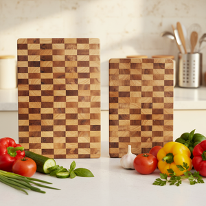 Planche à découper en bois d'hévéa naturel antibactérien, robuste, avec poignée, écologique, pour cuisine et service - Product Image 1