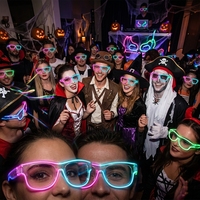 Lunettes de soleil lumineuses USB à fil EL, prix d'usine en gros, pour Halloween, Noël, Nouvel An, mariage, festival de musique et soirées rave