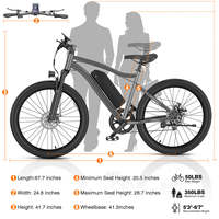 Vélo tout-terrain électrique (E-MTB) avec pneus cramponnés, vitesse de 32 km/h, capacité de montée de 20 degrés, moteur de 720 W de puissance maximale, idéal pour les pentes et le gravier, longue autonomie, pour adultes
