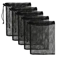 دائم أسود نايلون شبكة التعبئة حقيبة/حقيبة صغيرة بتصميم مخرّم شبكة الرباط الصغيرة شنطة هدايا