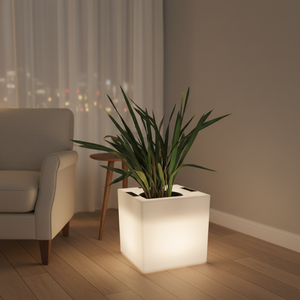 Vaso da Fiori LED Solare RGB Luminoso in Plastica Quadrata per Illuminazione Esterna di Giardini, Cortili e Ville - Product Image 2