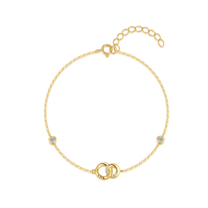 กำไลข้อมือดีไซน์มินิมอลแบบวงคู่เคลือบทอง 18k เงินแท้ 925 กำลังเป็นที่นิยม - Product Image 1