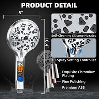 Pomme de douche avec filtre à main haute pression économie d'eau ionique chrome couleur plastique ABS 9 modes de pulvérisation