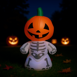 Decorazione gonfiabile da giardino a forma di scheletro di zucca di Halloween, in PVC illuminato per feste e vacanze - Product Image 2