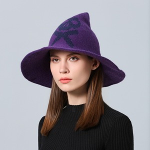 Gorro de mago de lana tejido para Halloween, gorros de bruja para adultos, accesorios de disfraz para Halloween, sombrero para fiestas, decoración de Halloween - Product Image 2