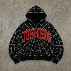 <span class=keywords><strong>Felpa</strong></span> <span class=keywords><strong>con</strong></span> <span class=keywords><strong>Cappuccio</strong></span> Spider-Man <span class=keywords><strong>con</strong></span> Zip Integrale, Oversize, Stampa Ragnatela, Streetwear Y2K, <span class=keywords><strong>Felpa</strong></span> <span class=keywords><strong>con</strong></span> Grafica Effetto Vissuto - Product Image 1