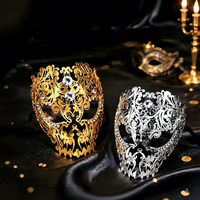Masque facial complet en métal incrusté de diamants pour homme, masque en fer forgé incrusté de diamants, masque de princesse pour adulte pour bal masqué
