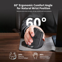 Souris verticale ergonomique avec trois modes, sans fil, design à double molette, rechargeable, écran LED pour PC, ordinateur portable, bureau à domicile