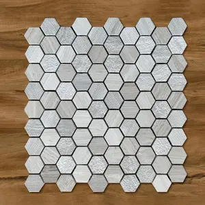 Hexagon Design Luxury Balcony Ground Hexagon Mosaic Tile Artificial Stone Pool Hexagon Floor Tile Mosaic Tiles