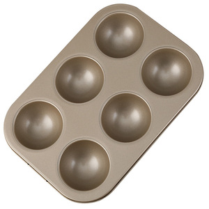 Golden Dumpling Mold 6 Cavity Spherical Non Stick Carbon Steel Cake Mold Hemispherical Baking Tool For Cupcake And Bra Cake - Product Image 4