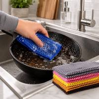 Chiffon à vaisselle en maille 3D ultra-résistant, tampon de nettoyage en microfibre non rayant pour casseroles et poêles, serviette de nettoyage réutilisable pour la cuisine