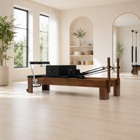 Reformer de Pilates en bois de noyer naturel, certifié CE, machine d'entraînement de luxe réglable pour la maison avec système à ressorts