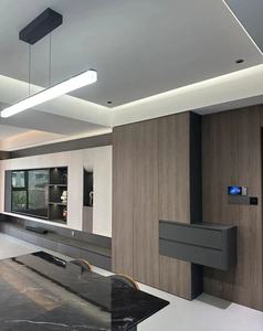 Mur d'accentuation pour téléviseur intelligent avec rangement intégré, étagères intégrées, éclairage LED et un meuble bas flottant - Product Image 3